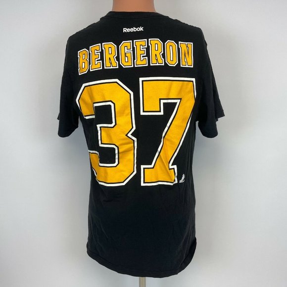Reebok Patrice Bergeron Boston Bruins Jersey T Shirt NHL Hockey Black Size M - Picture 2 of 5
